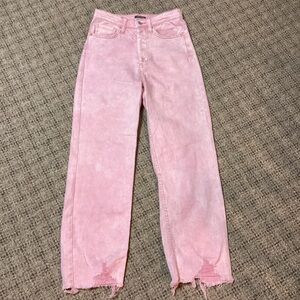 Wild Fable Highest Rise Straight Pink Washed Button Fly Stretch Jeans * Size 0